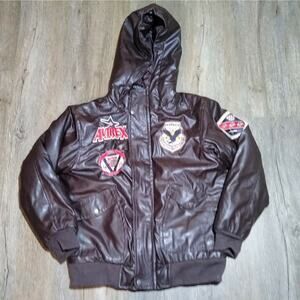 Avirex Airborne Rangers Skyking Patch Hooded Bomber Jacket Youth XL or S